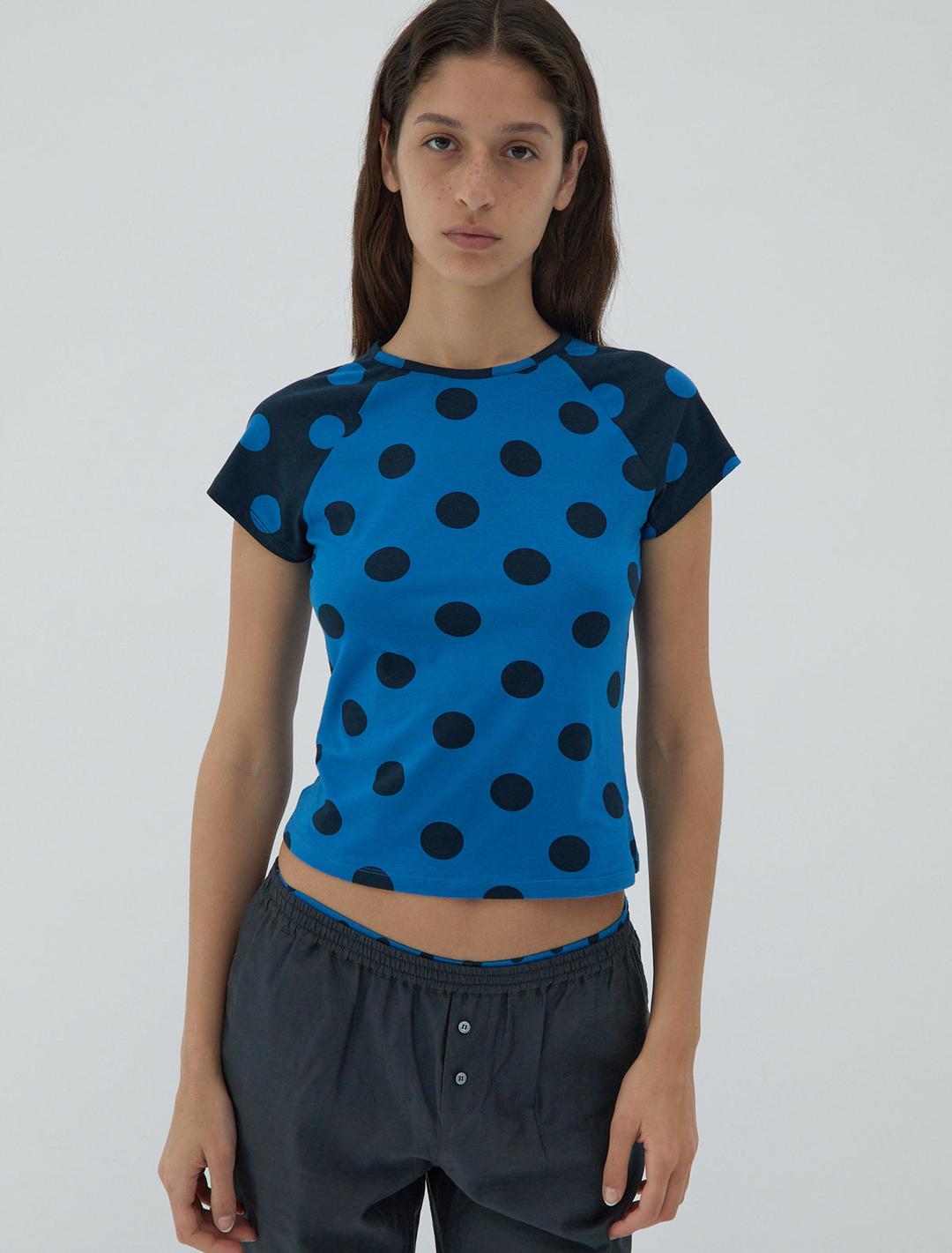 NADINE-Raglan-sleeve top with polka dot print