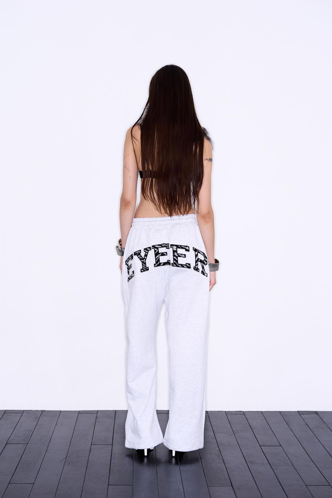 Zebra Patch Sweatpants - White Melange