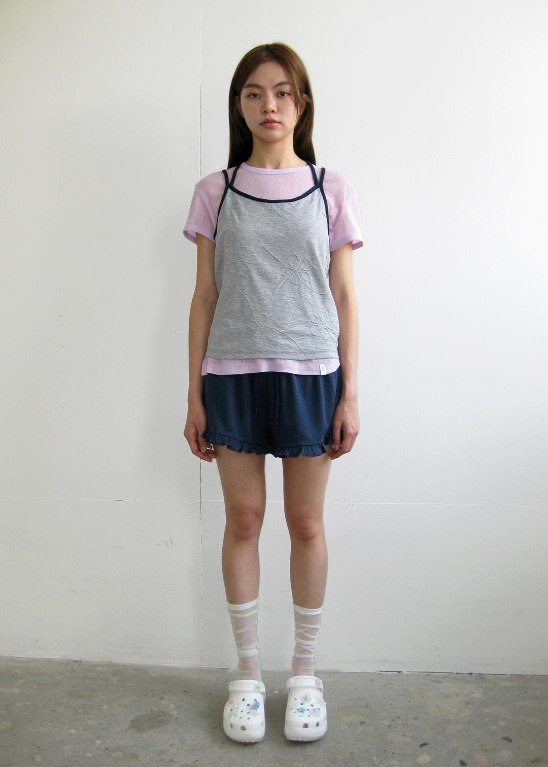 Flower Halter Sleeveless Top_Melange Grey