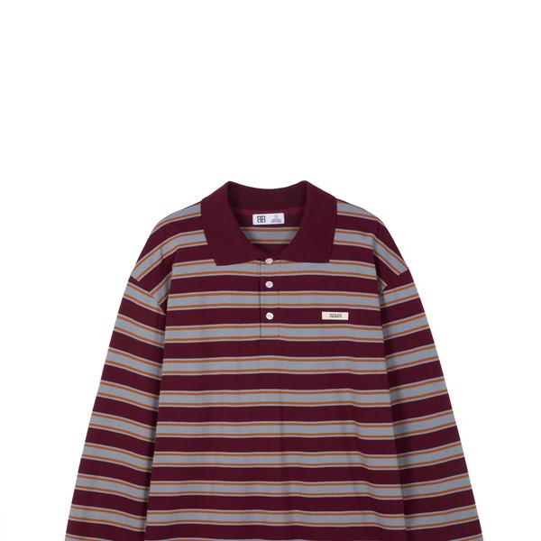 Striped Polo T-Shirt - Wine