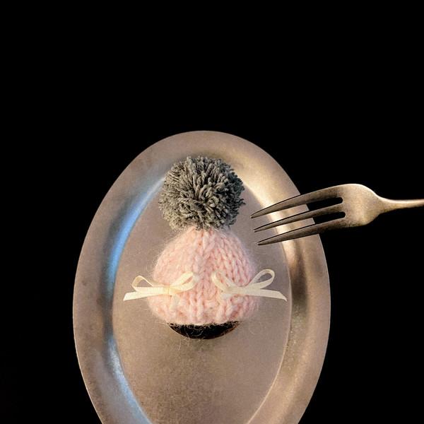 winter bell beanie tok&keyring (pink-white ribbon)