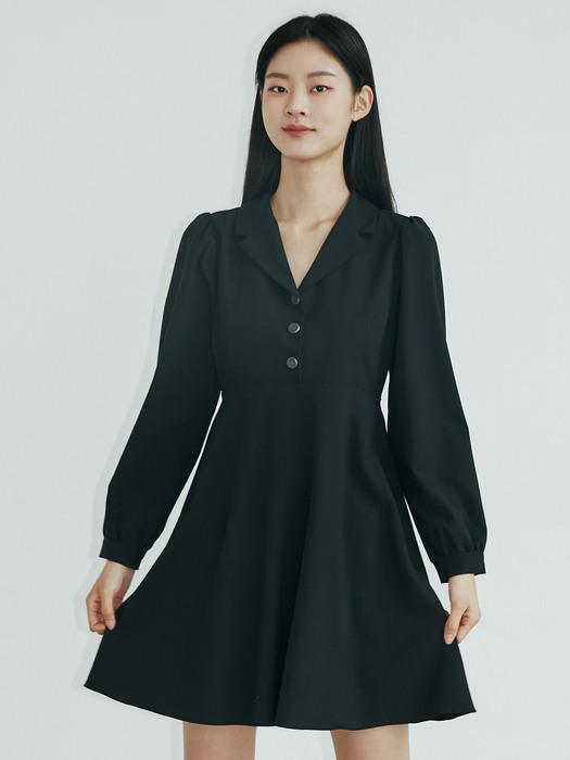 TAILORED COLLAR MINI ONE-PIECE BASIC BLACK