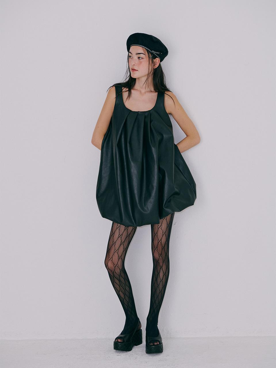 LEATHER BALLOON DRESS