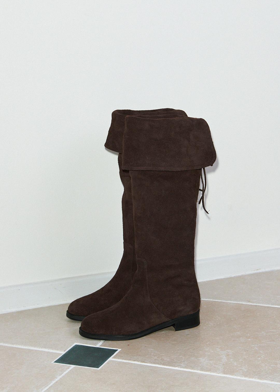 Suede long boots (brown)