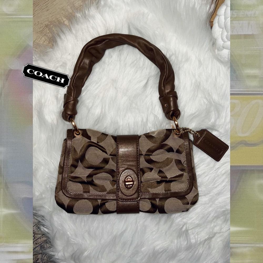 [중고] 코치 초코 브라운 리본 숄더백