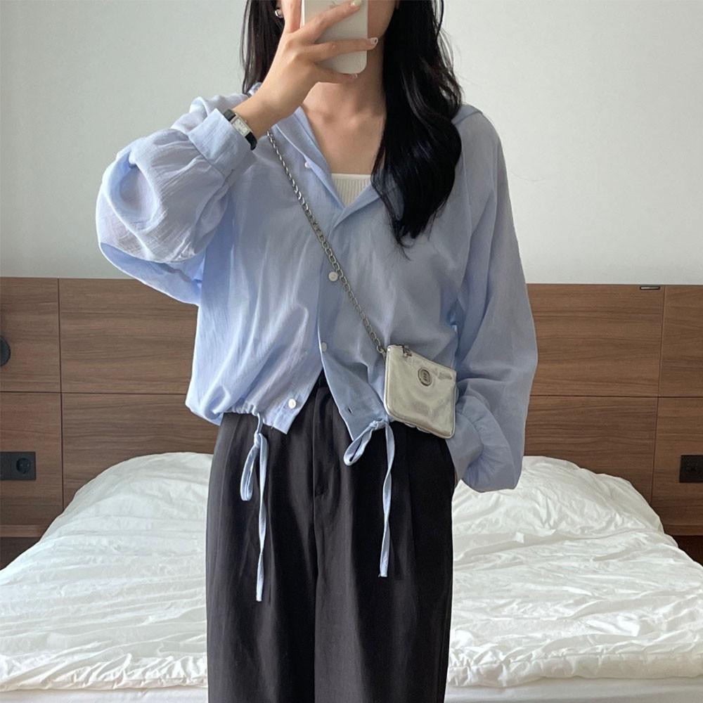 [화이트당일] 여름 장마 후드 블라우스