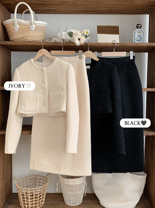[비율보정핏💕/겨울하객룩/피로연룩] 데이 트위드 투피스 셋업 세트 하객룩 상견례룩
