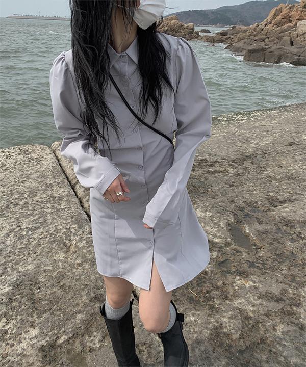 스투 그레이 셔츠 원피스