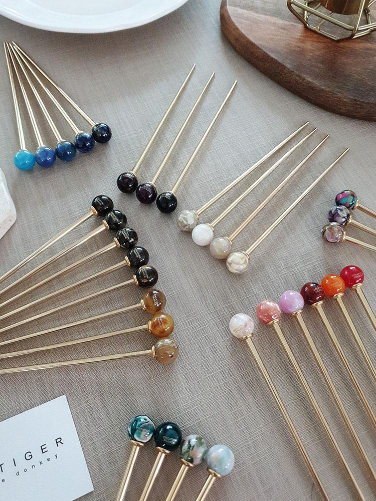 프랑스핀 프렌치볼 마블 비녀 (33컬러)