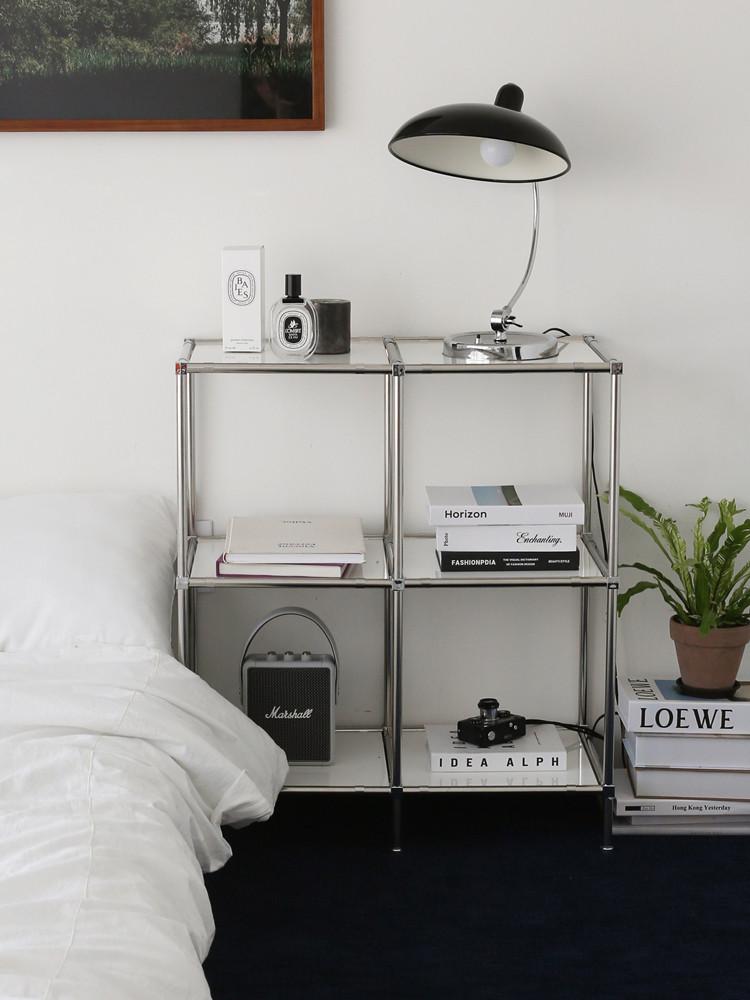 DIY 모듈 반영구 거실 침실 인테리어 협탁 장식장 선반 서랍 테이블 강화유리 철재 가구