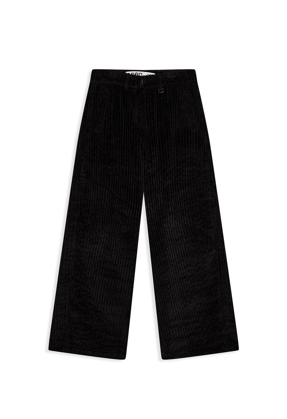 CORDUROY WIDE-LEG PANTS, BLACK