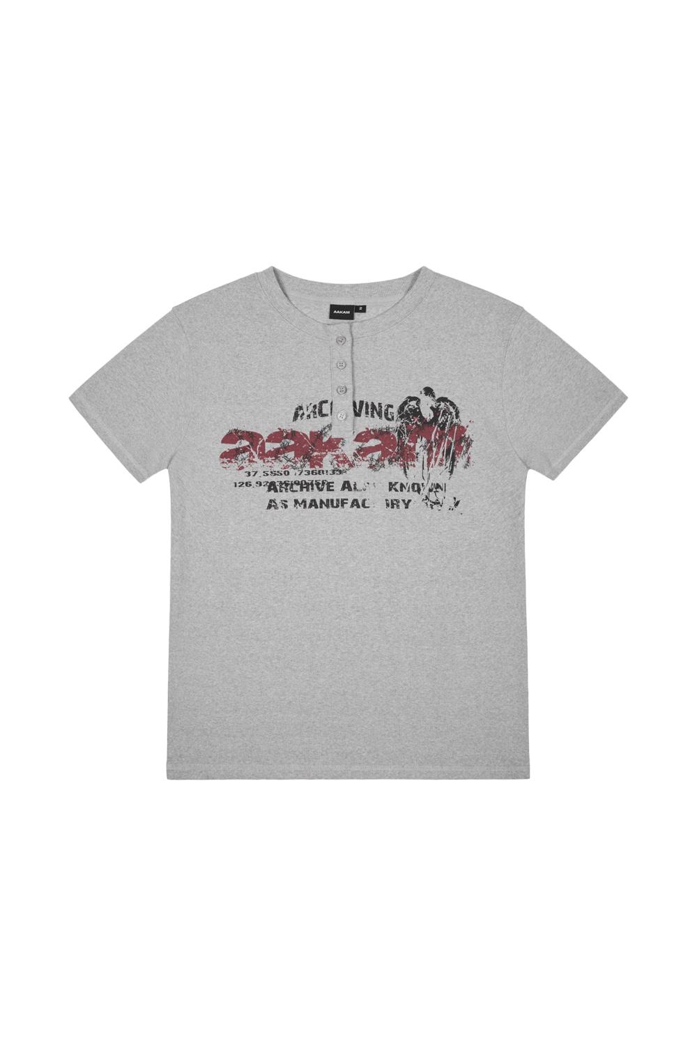 Crack Henry Neck Half Top (Gray)