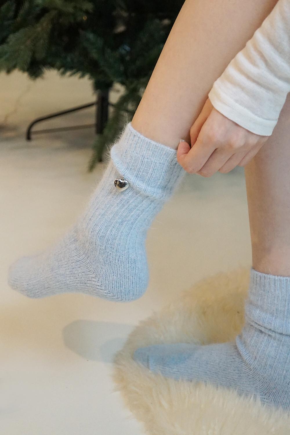 heart pendant angora socks (4colors)