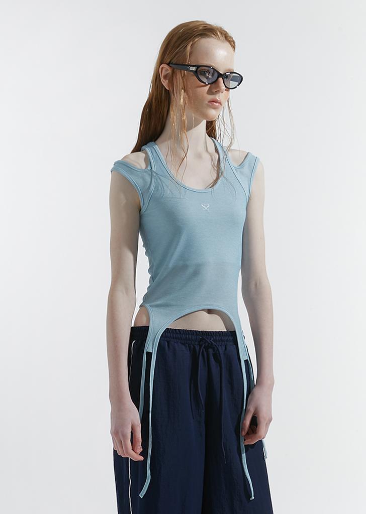 MASH LAYERED SLEEVELESS, SKY BLUE