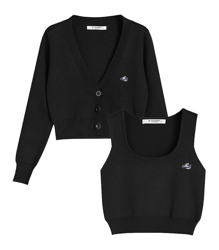 Minimal Crop Sleeveless Set BLACK