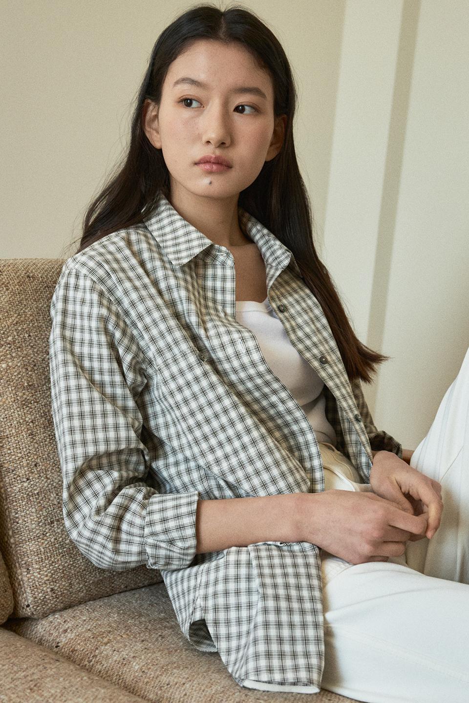 cotton pocket check shirt (vintage black)