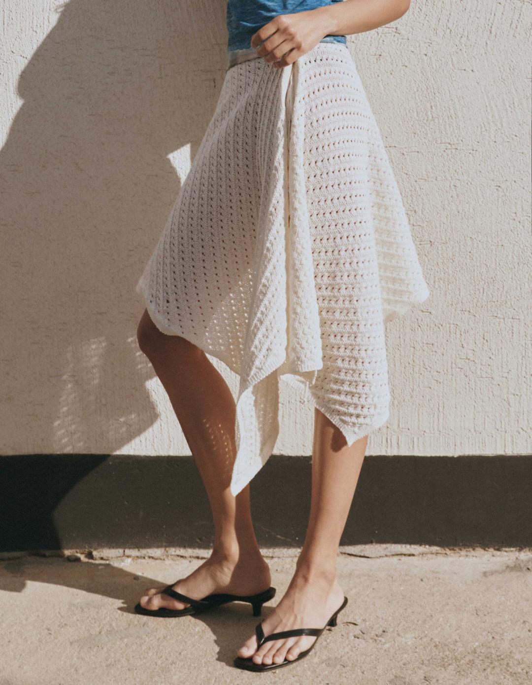 crochet shawl, ivory