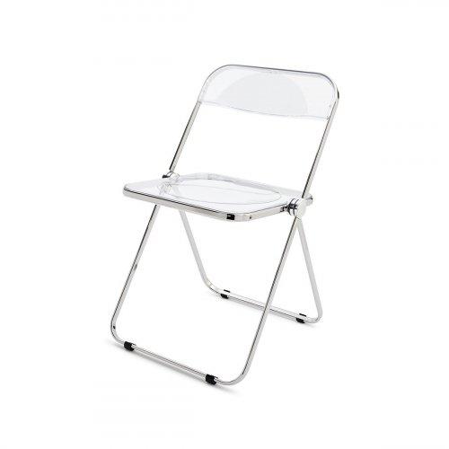 플리아 체어 - 투명/크롬