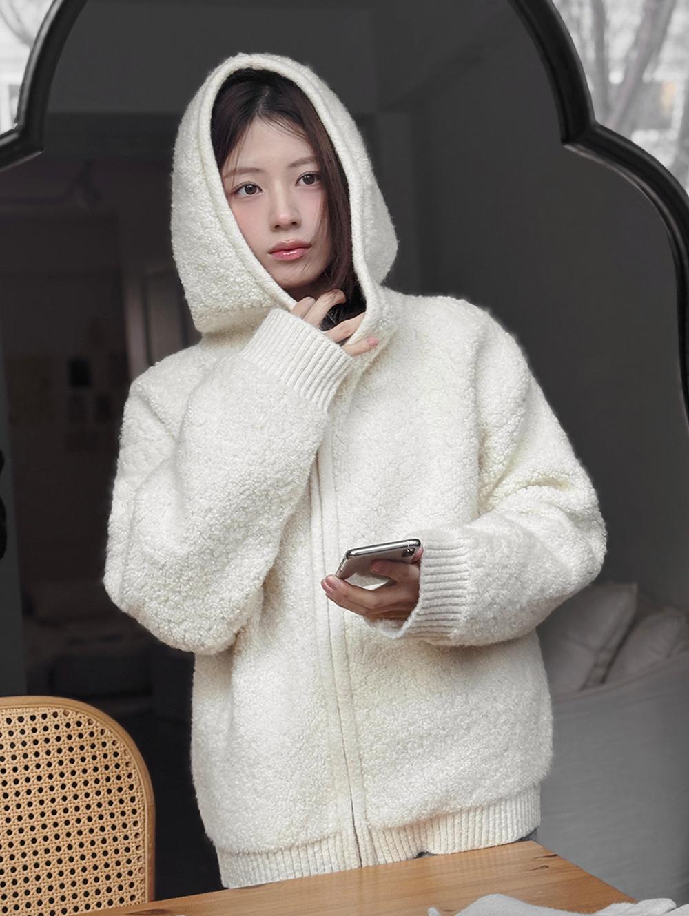 슬로우앤드 [오늘드림🚚/한정수량] only. 스노우맨 소프트부클 니트집업