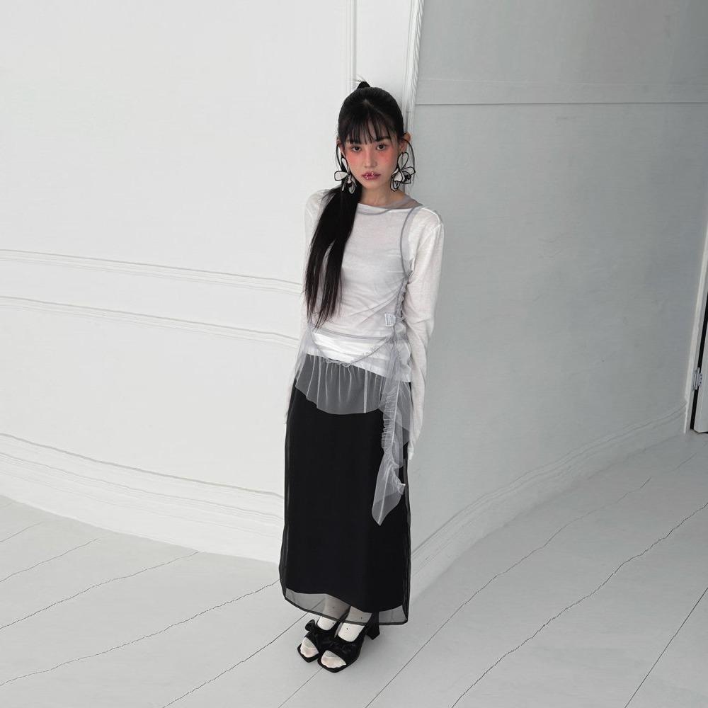 [FOUNDATION 파운데이션] 프릴 레이어드 망사 나시