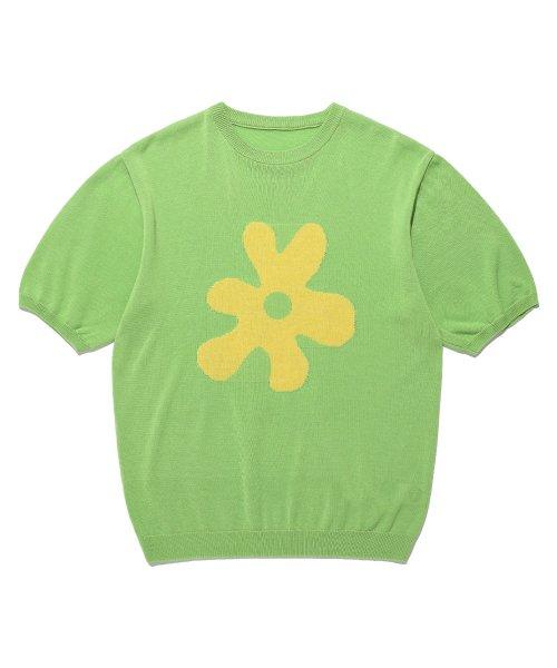 [X 서수현]플라워 썸머 하프 니트_그린(IK2DMMK634C)