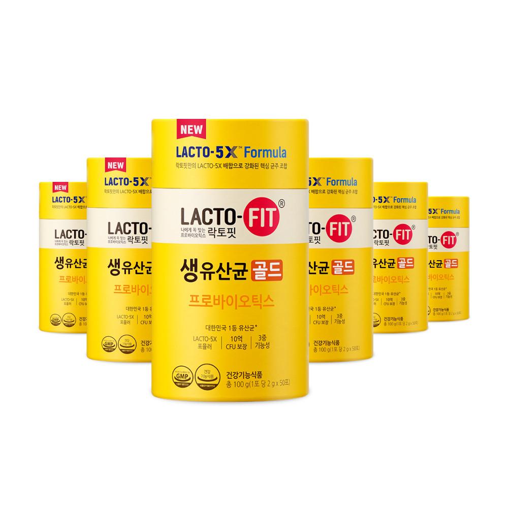 종근당건강 락토핏5X 생유산균 골드6통(10개월분) 전인화 국민유산균 LACTO-5X 배합 핵심 균주