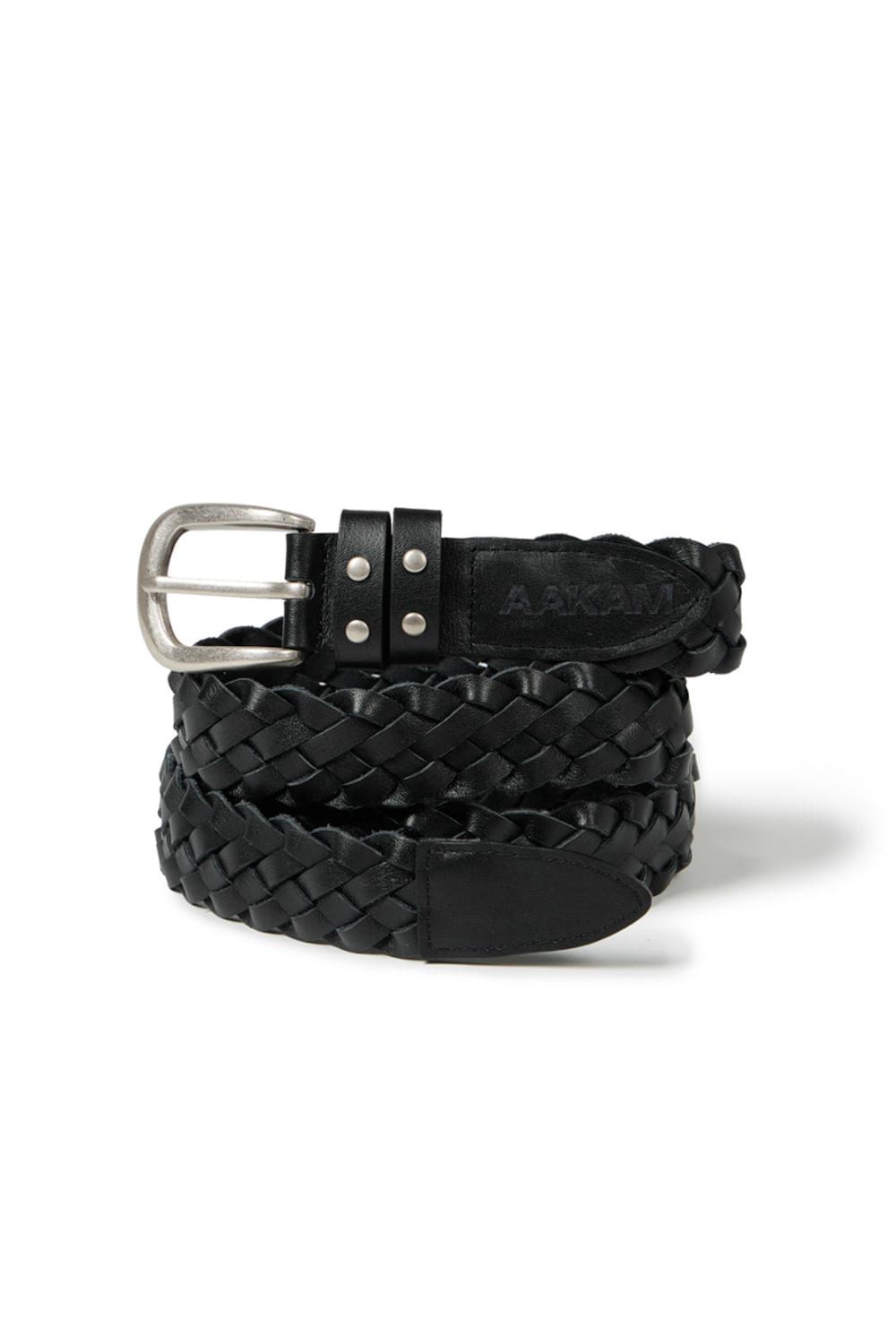 30mm Braided Western Leather Belt (Black)