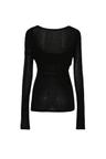 OVERLAY WRAP LONG SLEEVE TOP BLACK