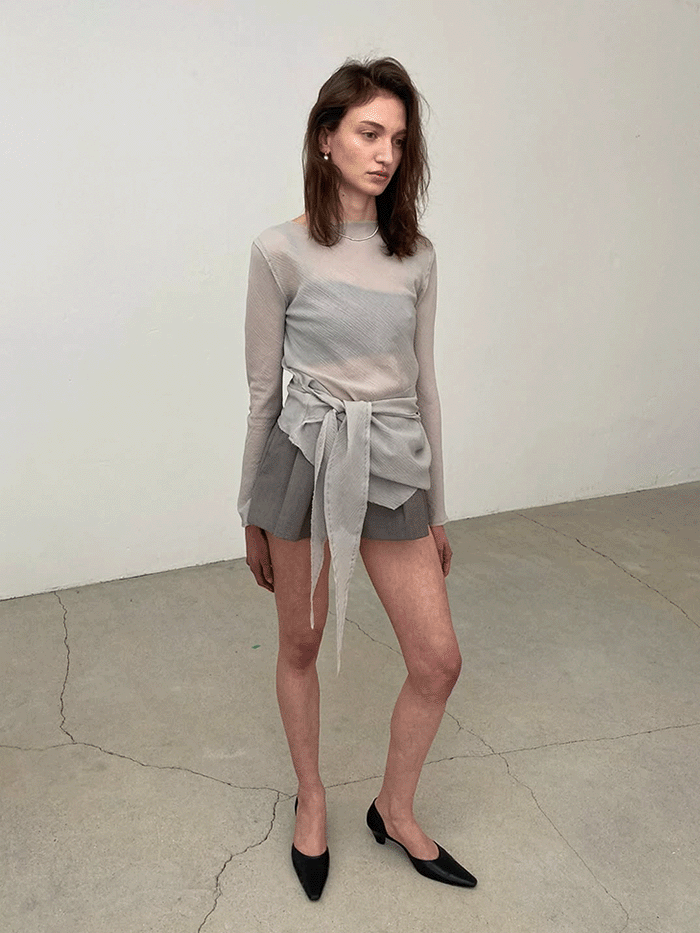 메틸 bohem see through tie blouse (3colors)