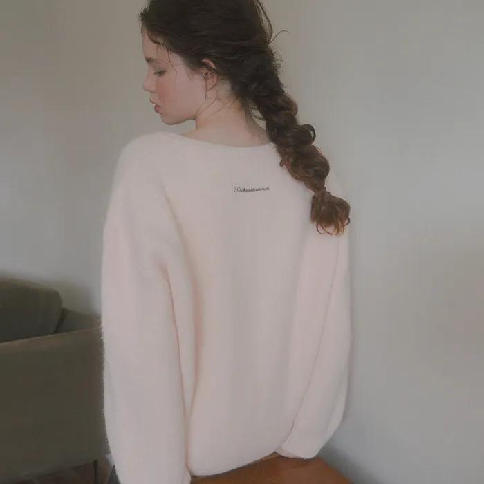 Flutter v-neck cardigan_baby pink