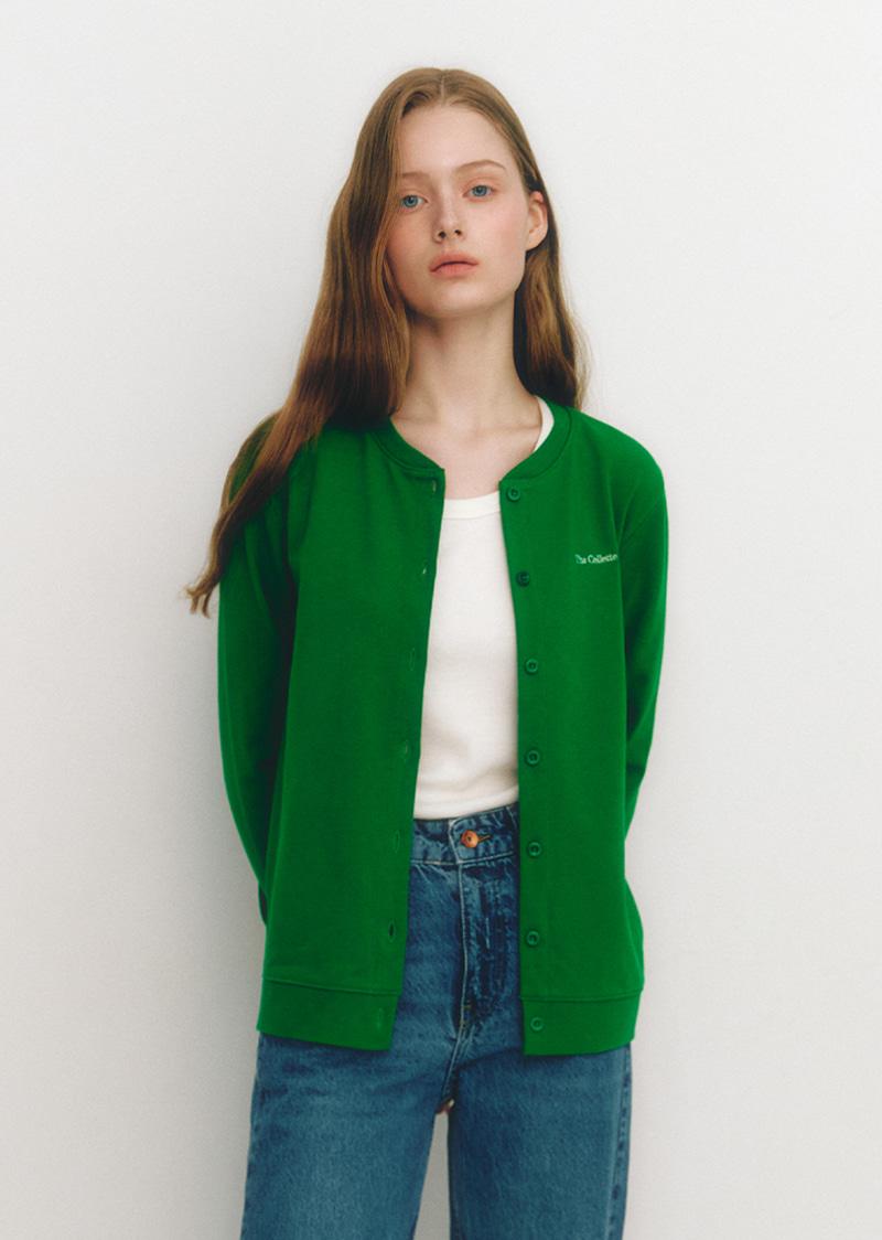 로고 자수 슬림핏 가디건 [포레스트 그린]