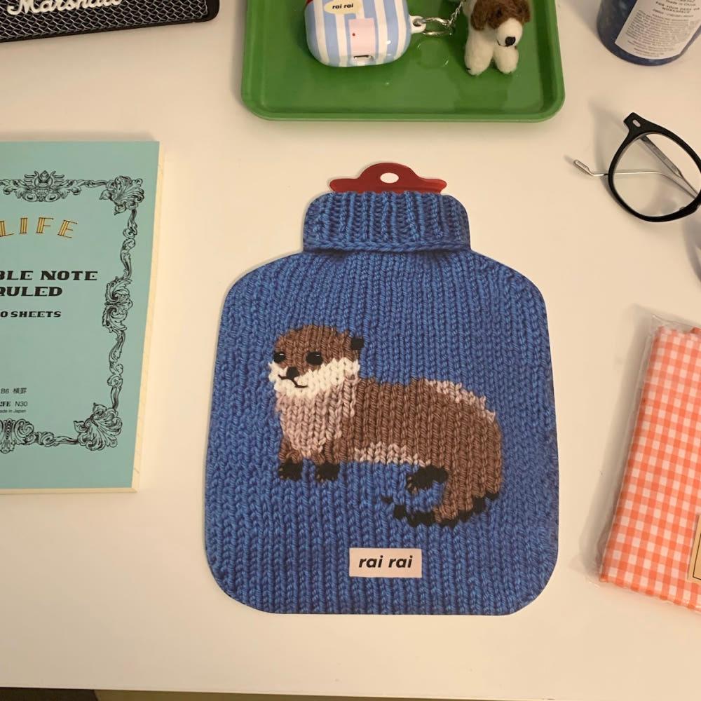 블루 니트 귀여운 수달 휴대용 마우스 패드 데스크테리어 소품