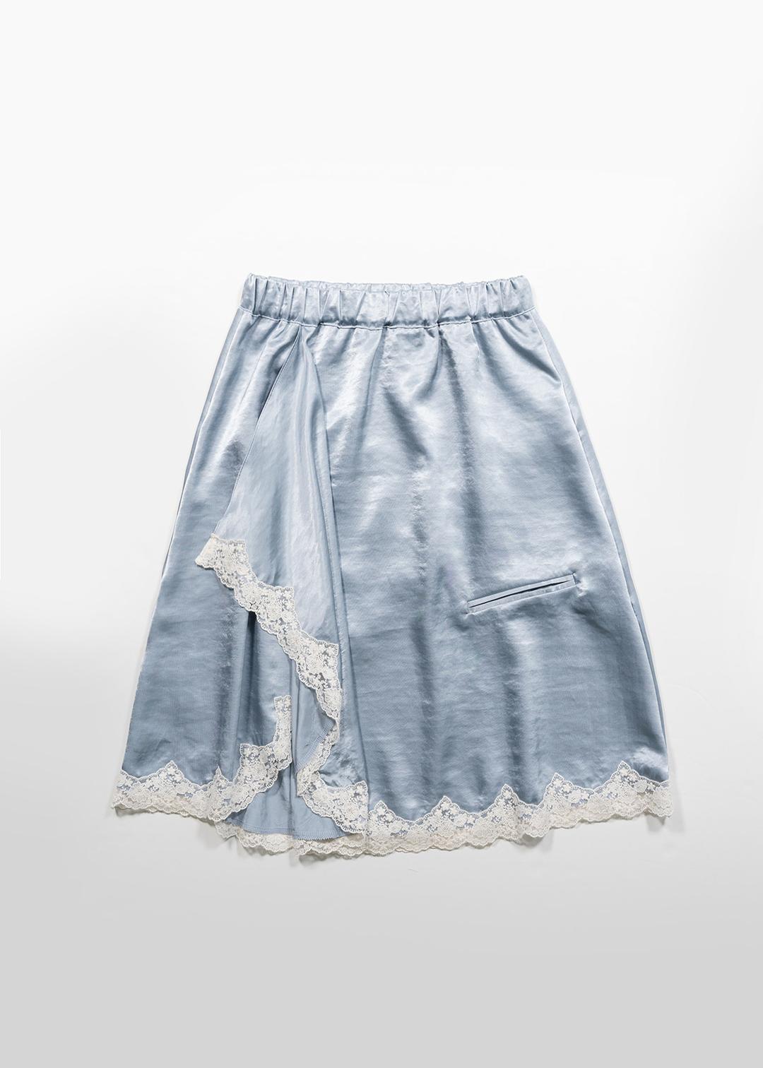 [10/20 출고] SATIN DRAPE SKIRT - BLUE
