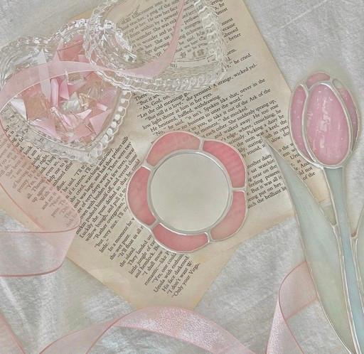 스테인드글라스 꽃 손거울