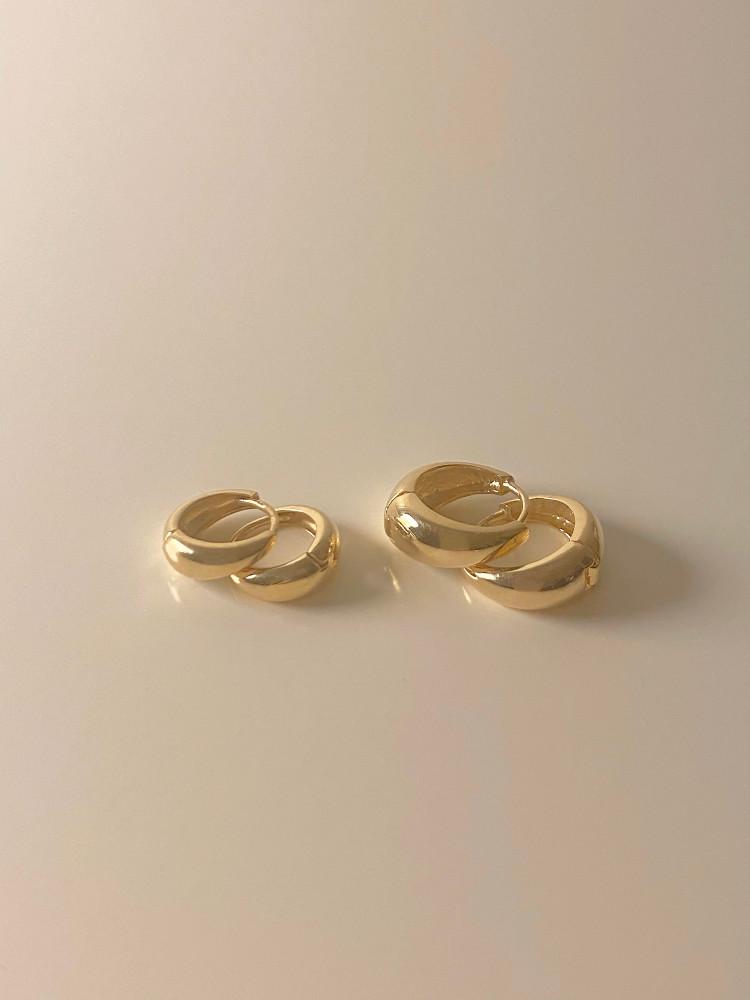 토프 워터 이어링 - 14k / 18k gold 볼륨 볼드 물방울 원터치 금 링 귀걸이