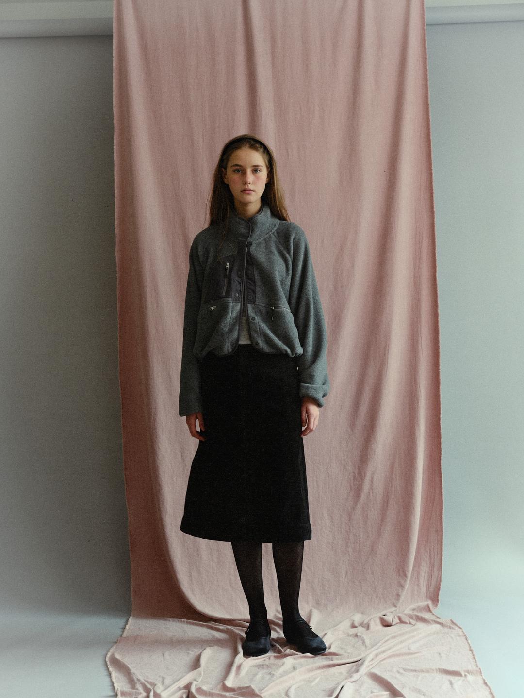 (3nd) Cropped Fleece Jacket (charcoal gray)