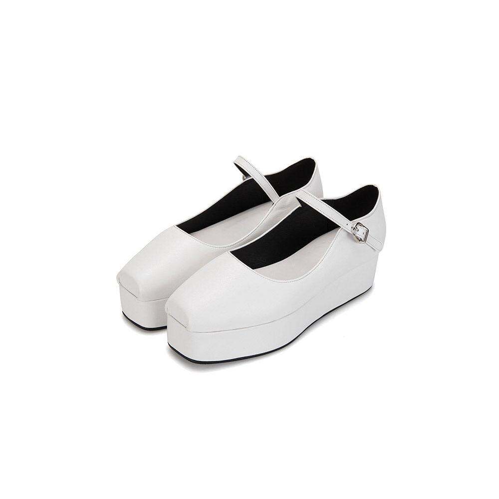 Ballet toe maryjane platforms | White