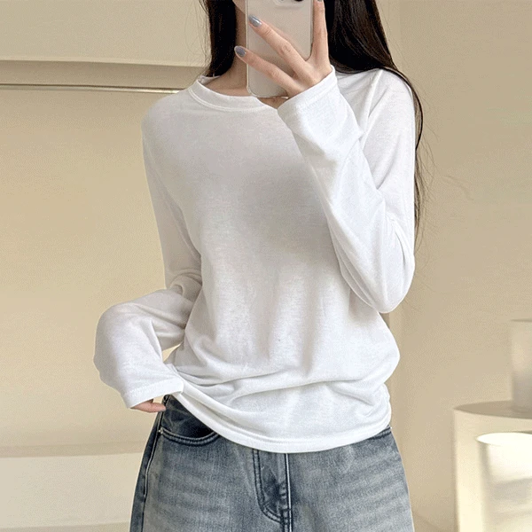 당일🚀 [국내제작/찐애정템💕] 촉촉한 베이직 속기모 긴팔 티셔츠