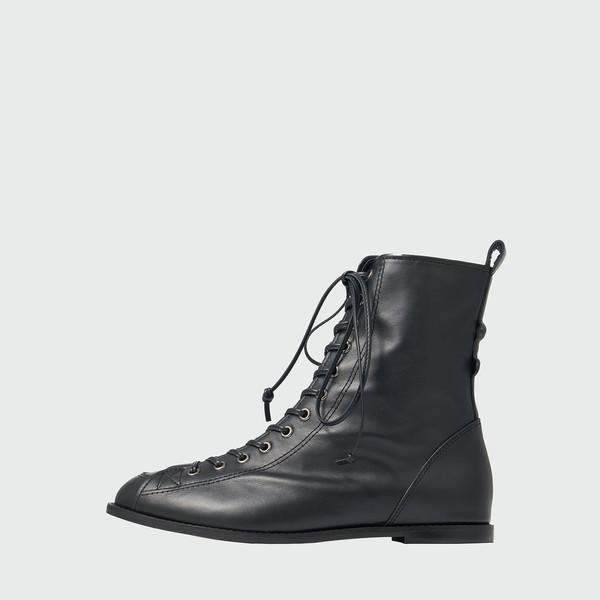 XADIE Lace-Up Flat Boots - Black