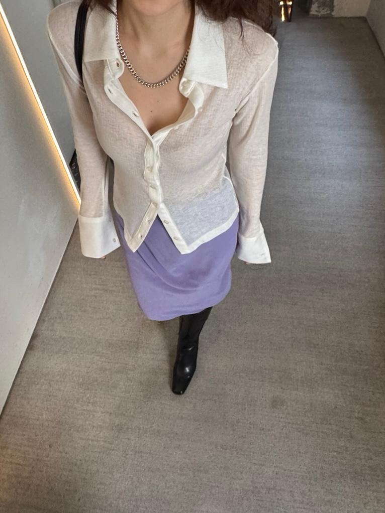 wool rib collar shirts-ivory