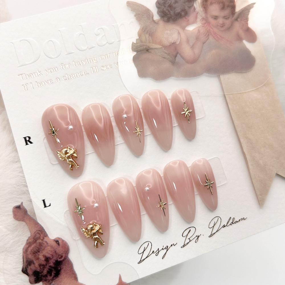 누드핑크 수제네일팁 네일 파츠 디자인 팁 스티커