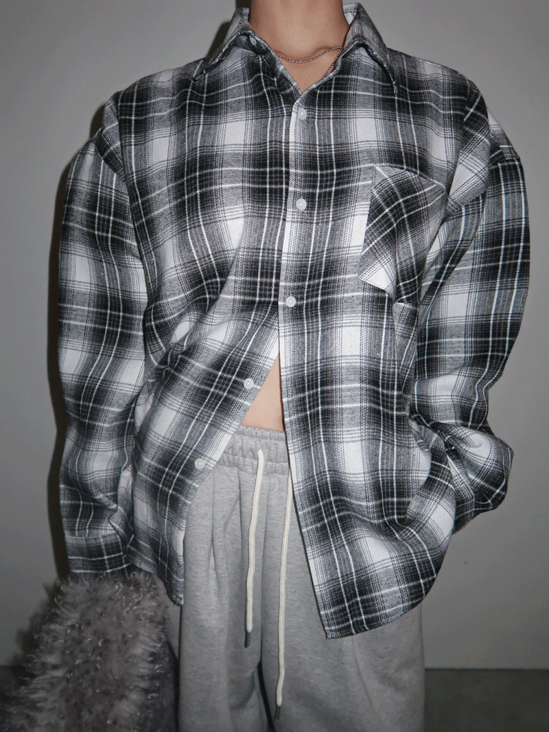 (UNISEX)체크기모박시남방-nb