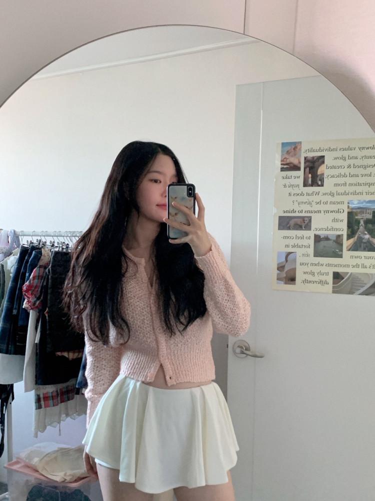 [중고] 386. GU Pink white cardigan 🤍💗🤍💗