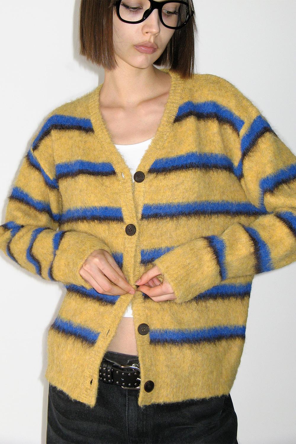 HAIRY OVERFIT CARDIGAN, YELLOW