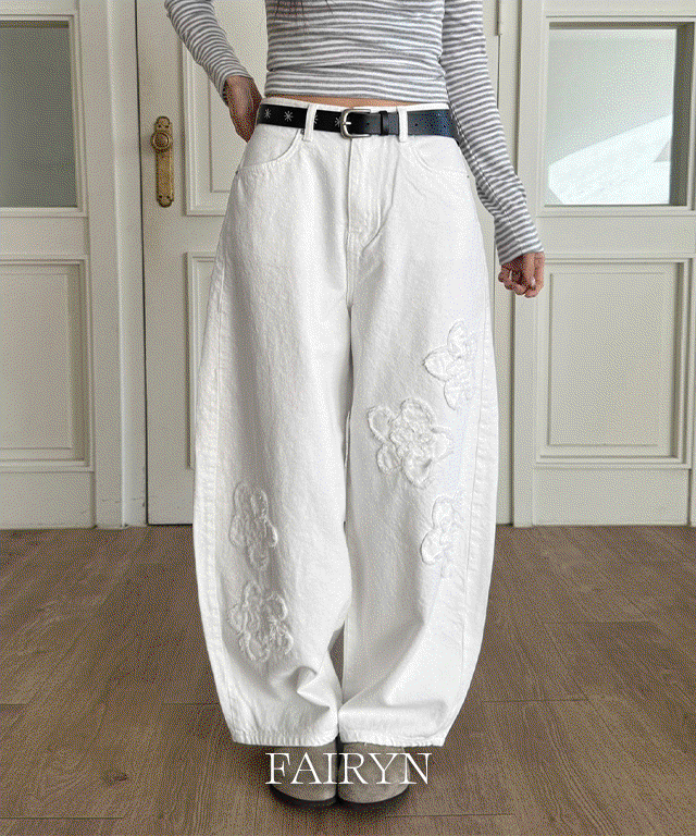 [Flower🌻/핏보장💖] 모즈 데미지 플라워 벌룬 팬츠