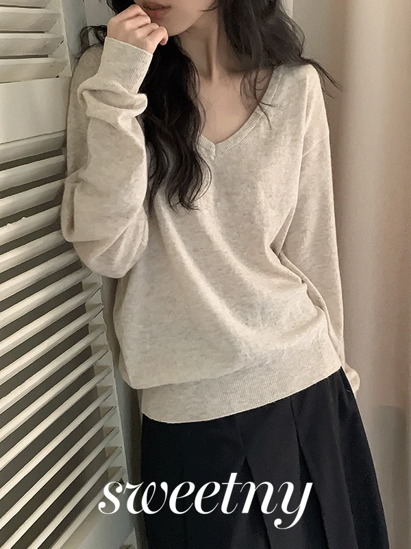 [일부컬러당일/누적1만장/후기보장/네이비,페어리블루단독진행] 퓨어미 소프트 여리핏 브이넥 긴팔 니트