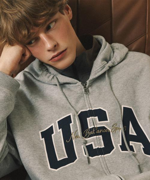 NBMDF4A013 / UNI USA 클래식 후드집업 (GRAY)
