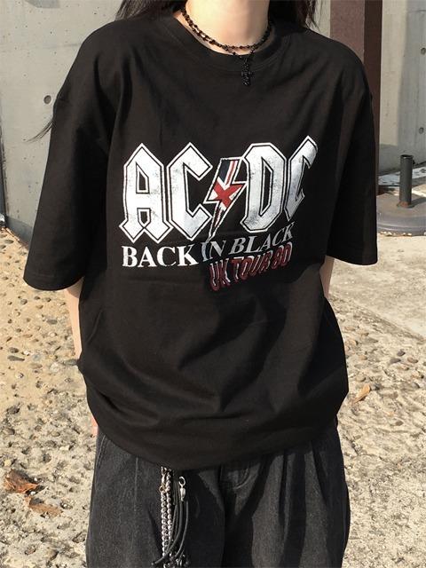 acdc 레터링 반팔 티셔츠