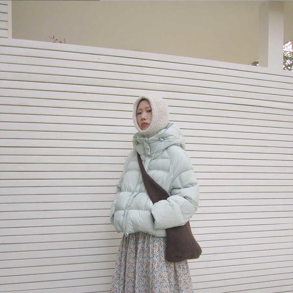 3MONTH loose casual temperament hooded down short coat