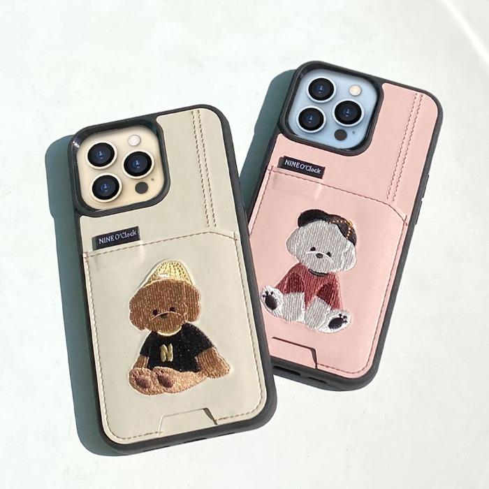 아이폰14 플러스 프로 맥스 나인어클락 미니멀 프렌즈 커플 카드 범퍼 자수 케이스